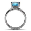 Vintage Rings TK081 Stainless Steel Ring with Synthetic in Sea Blue