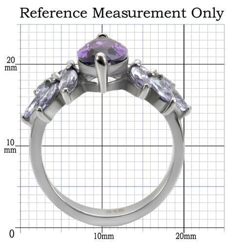 Vintage Rings TK085 Stainless Steel Ring with AAA Grade CZ in Amethyst