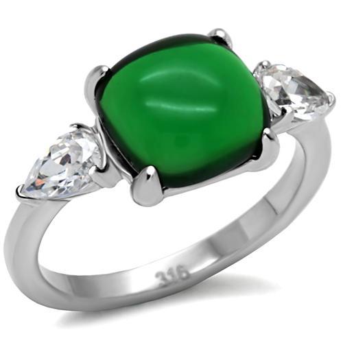 Vintage Rings TK087 Stainless Steel Ring with Synthetic in Emerald