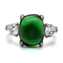 Vintage Rings TK087 Stainless Steel Ring with Synthetic in Emerald