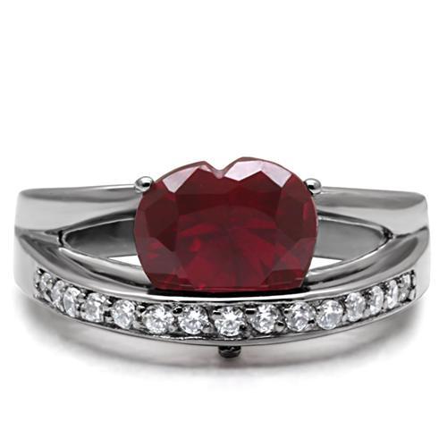 Vintage Rings TK089 Stainless Steel Ring with AAA Grade CZ in Ruby