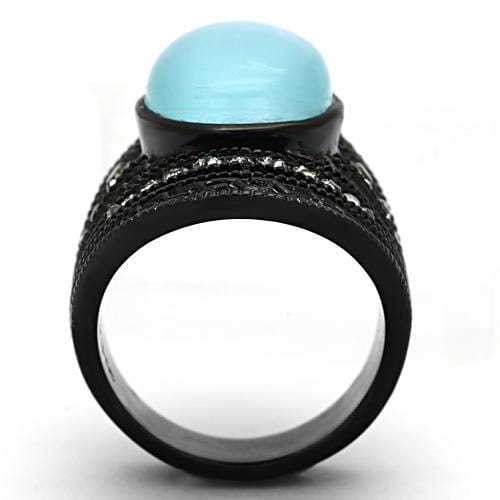 Vintage Rings TK1006 Black - Stainless Steel Ring with Synthetic