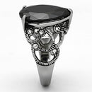 Vintage Rings TK1017 Stainless Steel Ring with AAA Grade CZ in Jet