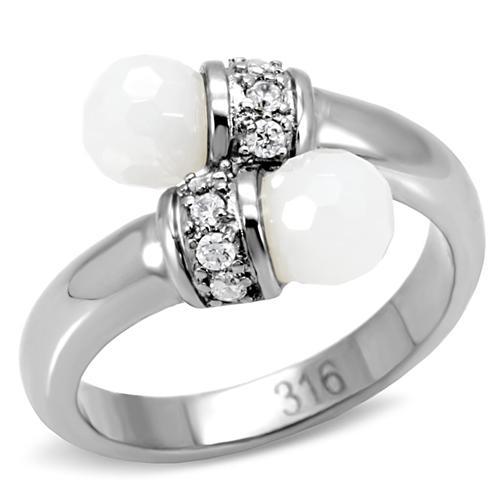 Fashion Rings For Women TK101 Stainless Steel Ring with Milky CZ