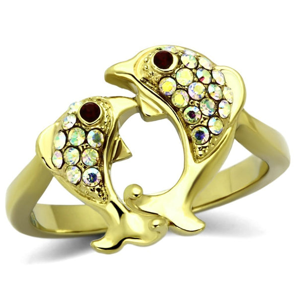 Gold Plated Rings TK1023 Gold - Stainless Steel Ring with Top Grade Crystal