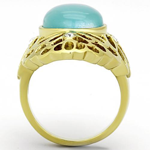 Gold Plated Rings TK1029 Gold - Stainless Steel Ring with Synthetic