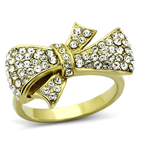 Gold Plated Rings TK1032 Gold - Stainless Steel Ring with Crystal