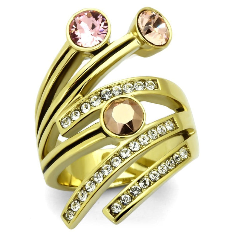 Gold Plated Rings TK1033 Gold - Stainless Steel Ring with Top Grade Crystal