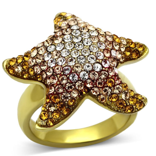 Gold Plated Rings TK1034 Gold - Stainless Steel Ring with Top Grade Crystal