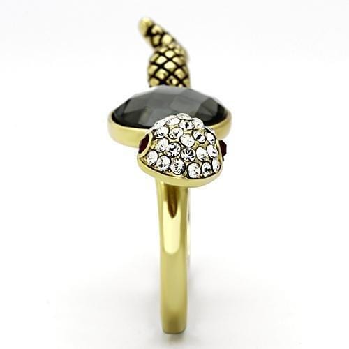 Gold Plated Rings TK1036 Gold - Stainless Steel Ring in Black Diamond