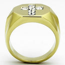 Gold Plated Rings TK1062 Two-Tone Gold - Stainless Steel Ring with Crystal