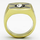 Gold Plated Rings TK1064 Two-Tone Gold - Stainless Steel Ring with Crystal