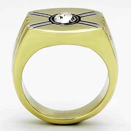 Gold Plated Rings TK1064 Two-Tone Gold - Stainless Steel Ring with Crystal