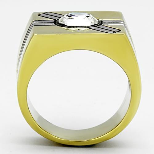 Gold Plated Rings TK1065 Two-Tone Gold - Stainless Steel Ring with Crystal