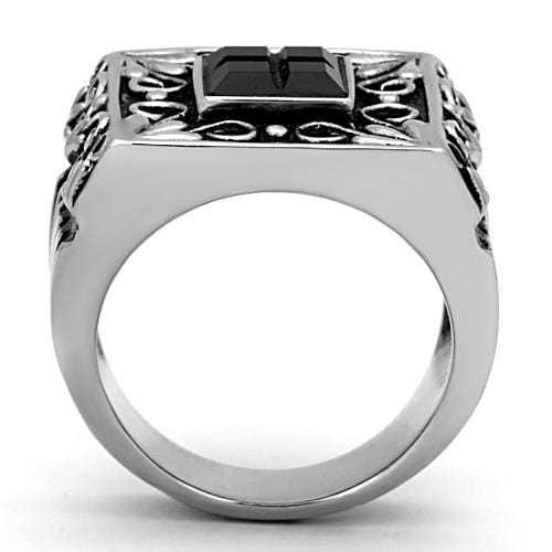 Men's Pinky Rings TK1074 Stainless Steel Ring with Synthetic in Jet