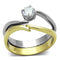Gold Plated Rings TK1092 Two-Tone Gold - Stainless Steel Ring with CZ