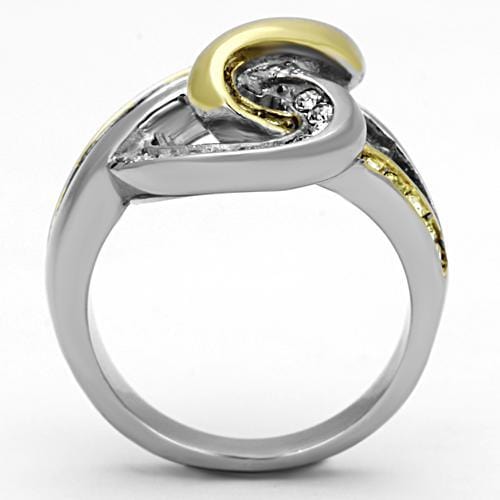 Gold Plated Rings TK1094 Two-Tone Gold - Stainless Steel Ring with Crystal