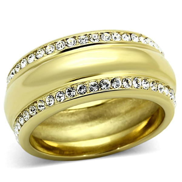 Gold Plated Rings TK1096 Gold - Stainless Steel Ring with Crystal