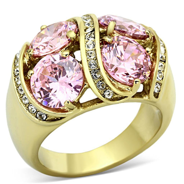 Gold Plated Rings TK1099 Gold - Stainless Steel Ring with AAA Grade CZ