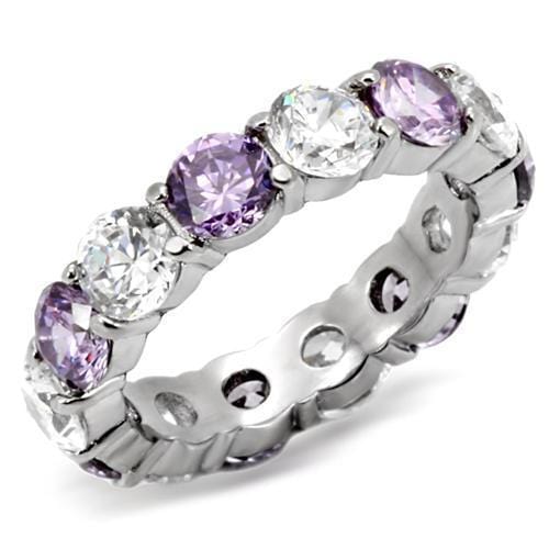 Vintage Rings TK109 Stainless Steel Ring with AAA Grade CZ in Amethyst