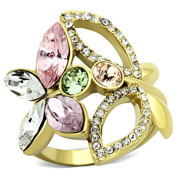 Gold Plated Rings TK1100 Gold - Stainless Steel Ring with Top Grade Crystal