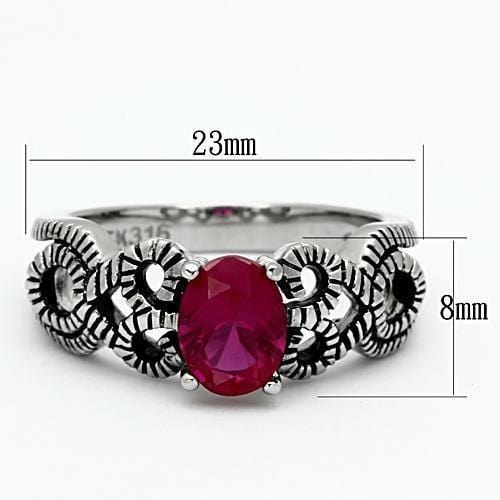 Vintage Rings TK1112 Stainless Steel Ring with AAA Grade CZ in Ruby