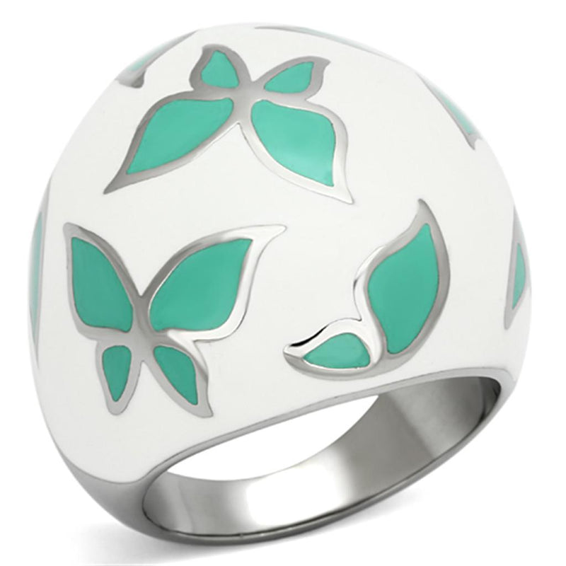 Fashion Rings For Women TK1137 Stainless Steel Ring with Epoxy in Emerald