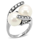 Vintage Rings TK113 Stainless Steel Ring with Synthetic in White