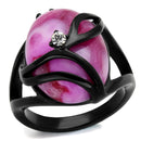 Cheap Rings TK1144J Black - Stainless Steel Ring with Synthetic in Fuchsia