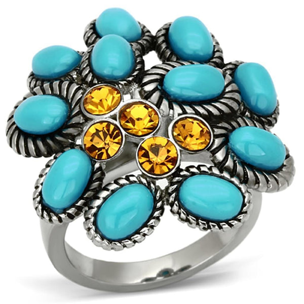 Cheap Rings TK1150 Stainless Steel Ring with Synthetic in Turquoise