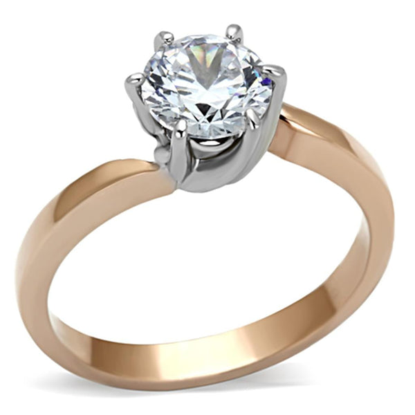 Rose Gold Wedding Rings TK1161 Two-Tone Rose Gold Stainless Steel Ring