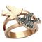 Rose Gold Wedding Rings TK1165 Two-Tone Rose Gold Stainless Steel Ring with Crystal