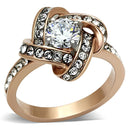 Rose Gold Wedding Rings TK1166 Two-Tone Rose Gold Stainless Steel Ring