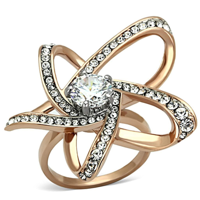 Rose Gold Wedding Rings TK1170 Two-Tone Rose Gold Stainless Steel Ring