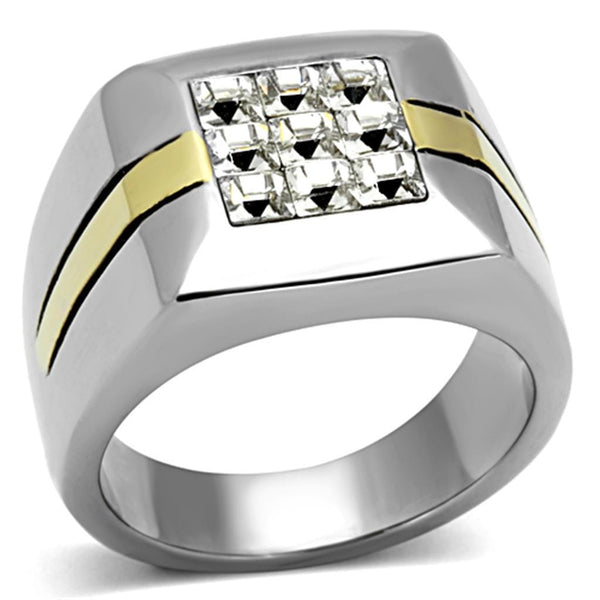 Cheap Gold Rings TK1178 Two-Tone Gold - Stainless Steel Ring with Crystal