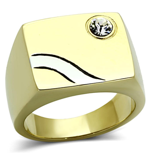 Cheap Gold Rings TK1186 Two-Tone Gold - Stainless Steel Ring with Crystal