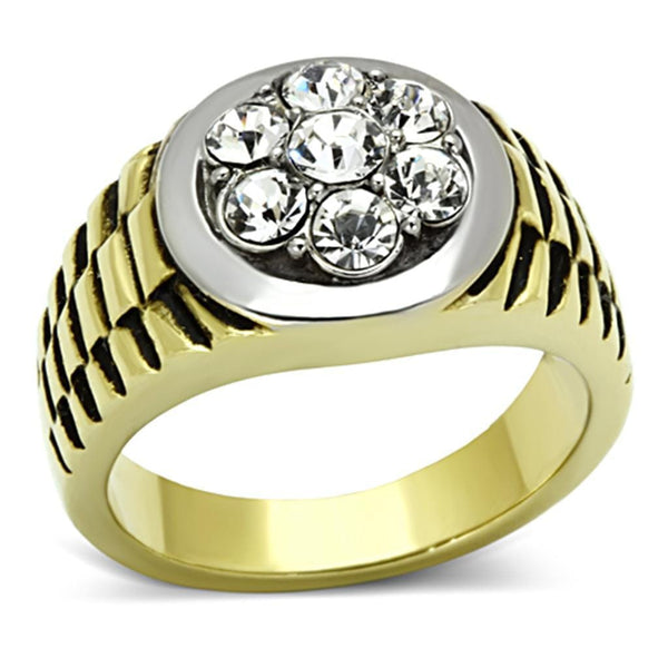 Cheap Gold Rings TK1191 Two-Tone Gold - Stainless Steel Ring with Crystal