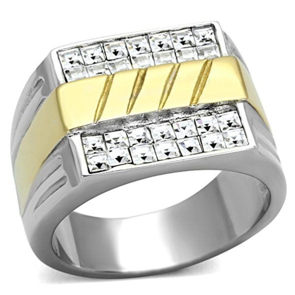Cheap Gold Rings TK1193 Two-Tone Gold - Stainless Steel Ring with Crystal