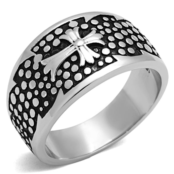 Men's Pinky Rings TK1196 Stainless Steel Ring with Epoxy in Jet
