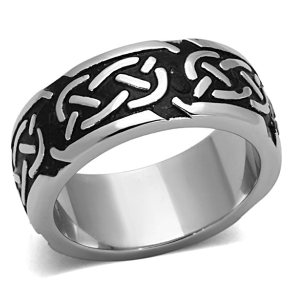 Men's Pinky Rings TK1197 Stainless Steel Ring with Epoxy in Jet