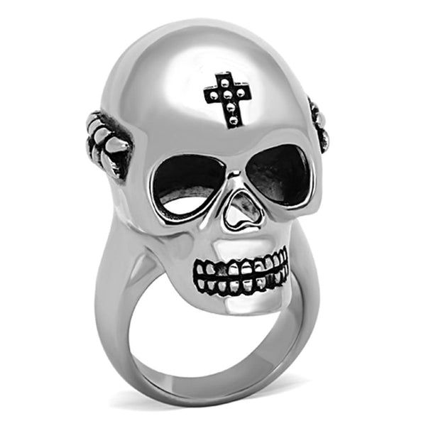 Men's Pinky Rings TK1202 Stainless Steel Ring with Epoxy in Jet