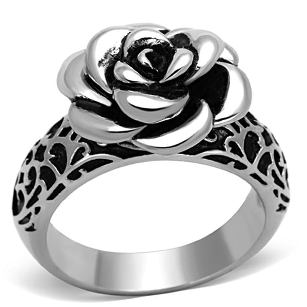 Fashion Rings For Women TK1217 Stainless Steel Ring with Epoxy in Jet