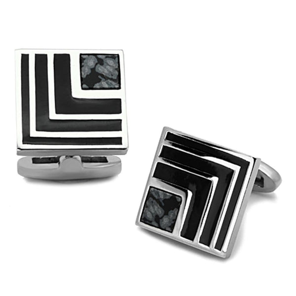 Cufflinks TK1269 Stainless Steel Cufflink with Synthetic in Jet