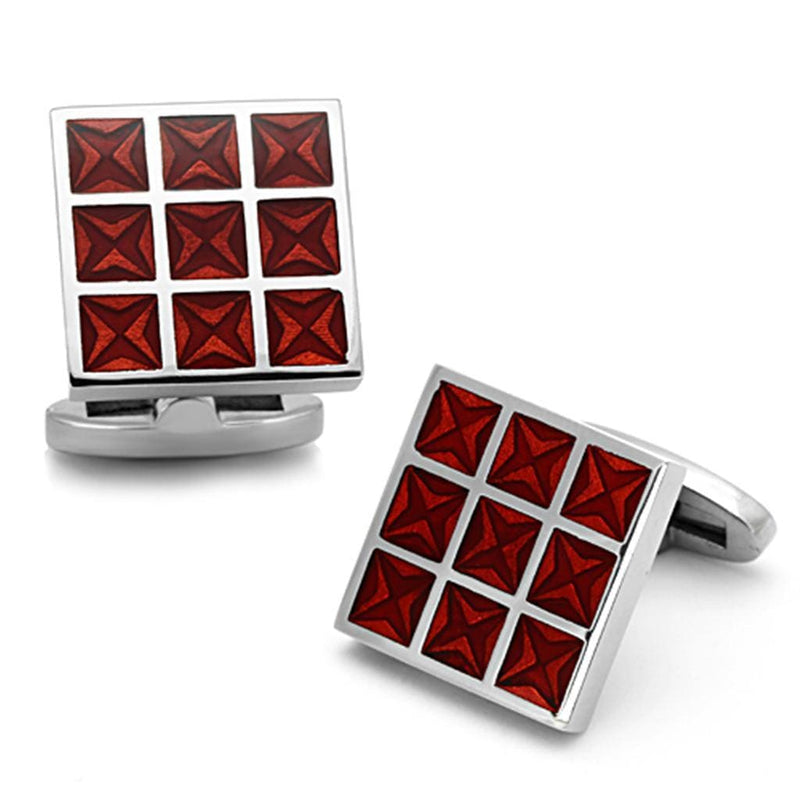 Cufflinks TK1272 Stainless Steel Cufflink with Epoxy in Garnet