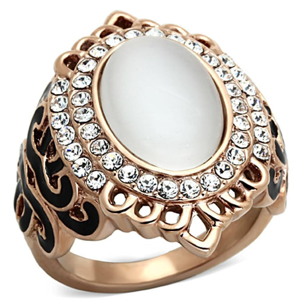 Rose Gold Wedding Rings TK1286 Rose Gold - Stainless Steel Ring with Synthetic