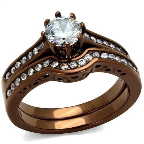 Cheap Rings TK1330LC Coffee light Stainless Steel Ring with AAA Grade CZ