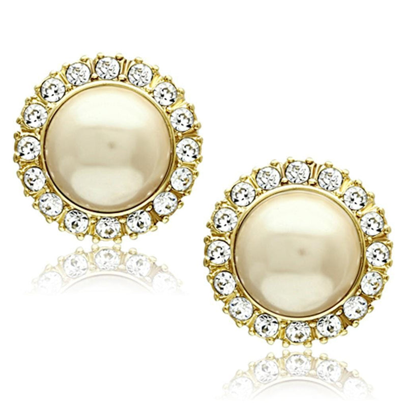 Gold Stud Earrings TK1381 Gold - Stainless Steel Earrings in Citrine Yellow