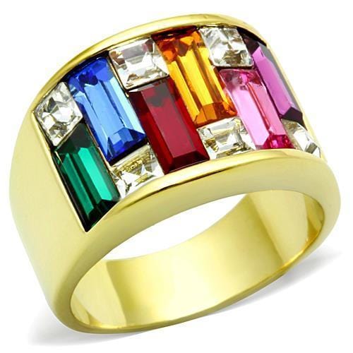 Thin Gold Ring TK1397 Gold - Stainless Steel Ring with Top Grade Crystal