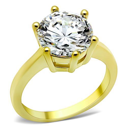 Thin Gold Ring TK1407 Gold - Stainless Steel Ring with AAA Grade CZ