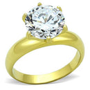 Thin Gold Ring TK1408 Gold - Stainless Steel Ring with AAA Grade CZ